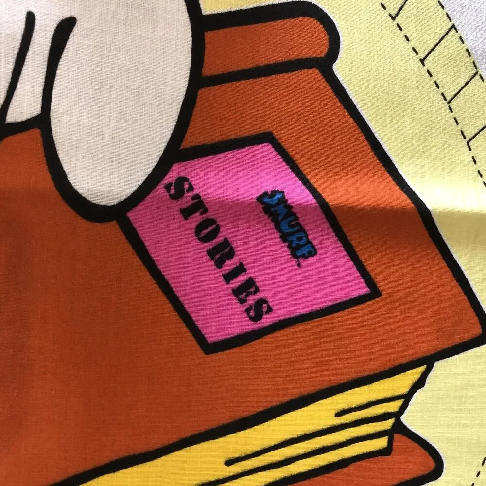 Vintage NOS Peyo Smurf Fabric Panel Pillow Cut Out Brainy DIY New